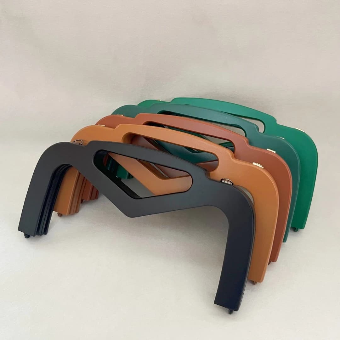 25x13 Cm V-Shaped Wooden Handbag Handles Frame Clasp Set Colorful DIY Bag Accessories with Screws for Purse Making