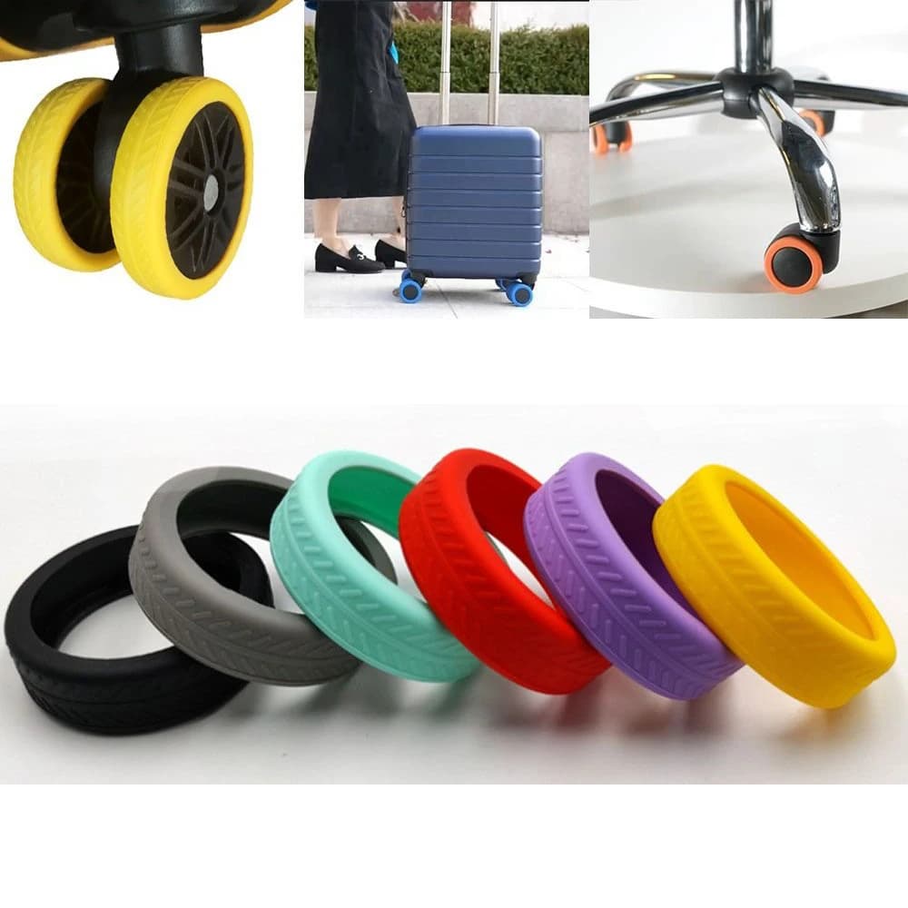 4/8Pcs Pure Color Luggage Wheels Protector with Silent Sound Silicone Suitcase Wheels Protection Cover Reduce Wheel Wear Noise