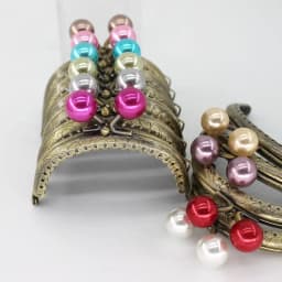 1PCS 8.5cm Pearl Beads Antique Bronze Metal Purse Frame Handle for Clutch Bag Handbag Accessories Making sewing Kiss Clasp Lock