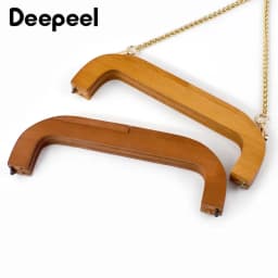 1Pc 25cm Square Wooden Bags Handle for Handbag Purse Frame Closure Clip Kiss Clasp DIY Handmade Sewing Brackets Bag Accessories