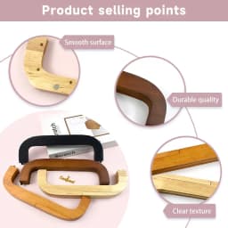 1Pc 25cm Square Wooden Bags Handle for Handbag Purse Frame Closure Clip Kiss Clasp DIY Handmade Sewing Brackets Bag Accessories