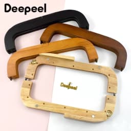 1Pc 25cm Square Wooden Bags Handle for Handbag Purse Frame Closure Clip Kiss Clasp DIY Handmade Sewing Brackets Bag Accessories