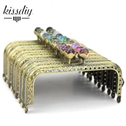 KISSDIY 10PCS 10.5 cm Colorful crystal bead Metal Purse Frame square antique bronze brass lace Coin Purse Frames