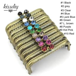KISSDIY 10PCS 10.5 cm Colorful crystal bead Metal Purse Frame square antique bronze brass lace Coin Purse Frames