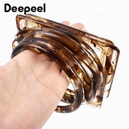 2Pcs Amber Plastic Handle Women's Bag Handles Acrylic O D Ring Handbag Woven-bag Replace Rings Purse Frame DIY Bags Accessories