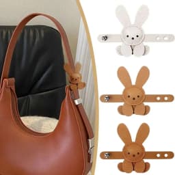 Cute Cartoon Bunny Bag Charm Adjustable DIY Bag Pendant PU Leather Solid Color Bag Decoration