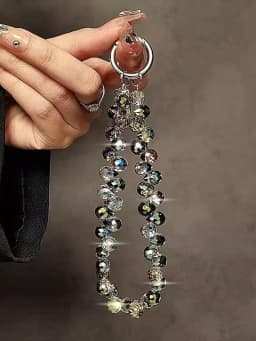 Luxurious Sparkling Diamond Crystal Pearl Wrist Strap, Portable Chain, Phone Charm Clip for Universal Use on Mobile Phone