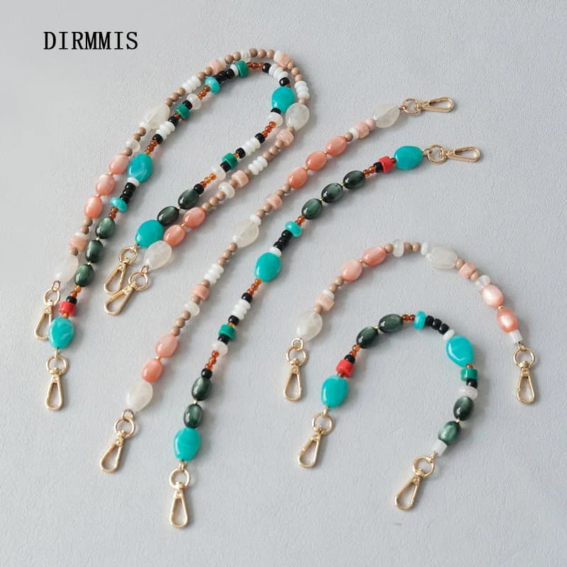 New Fashion Woman Bag Accessory Detachable Vintage Blue Bead Chain Acrylic Bag Rope Strap Women Handbag Shoulder Handle Chain