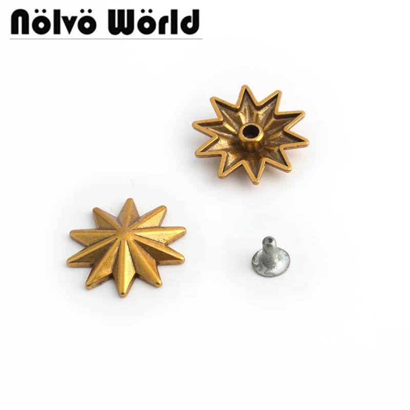10-50-200pcs 20mm Old Gold Metal Studs Rivets Spikes Punk Rivet for Leather DIY Craft Parts Big Flower