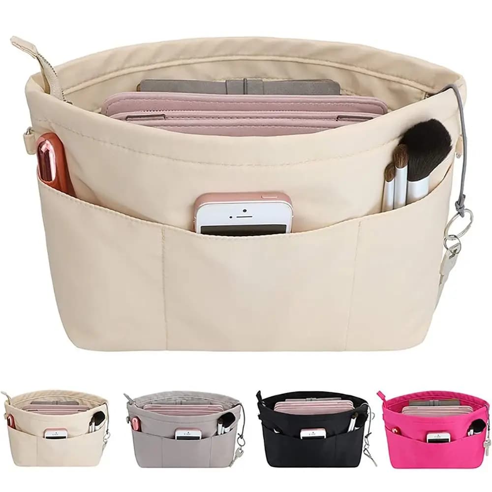 1Pcs New Storage Bags Insert Cosmetic Bag Felt with Zipped Top Linner Bag Portable Multi-Pocket Women Handbag Organizer Purse