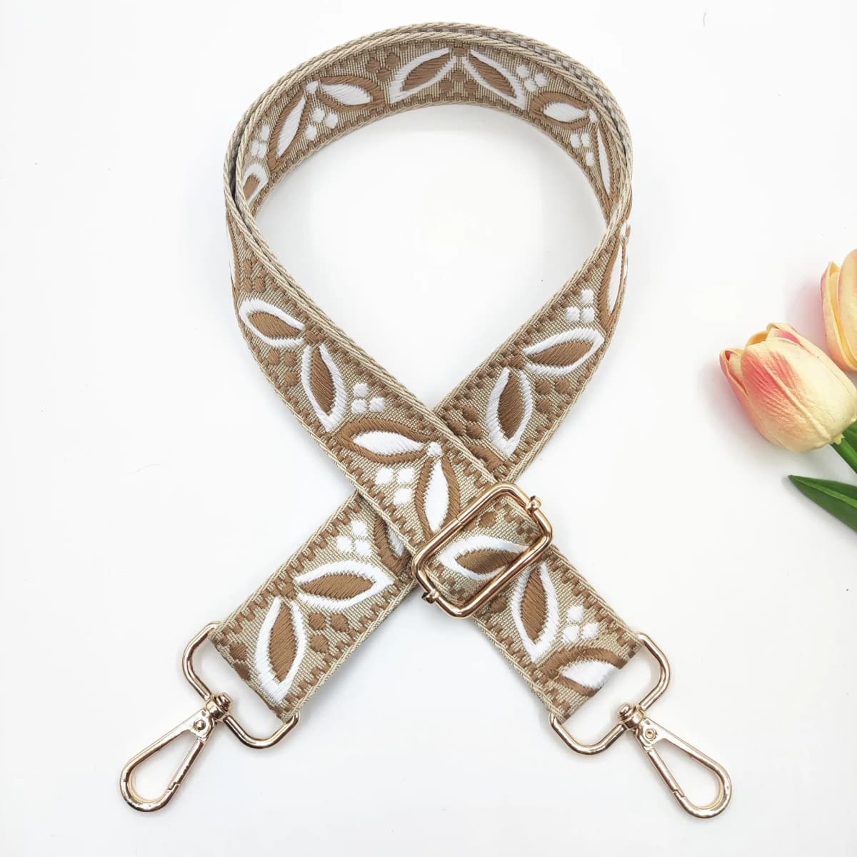 1 Piece 1.50inch Wide Adjustable Handbag Purse Strap Replacement Crossbody Shoulder Strap Magnolia Pattern Jacquarded Strap