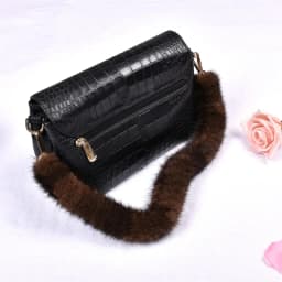 Besfilin Genuine Mink Fur Bag Strap Hand Woven Metal Handle Shoulder Chain Replacement Multi-Purpose Luxury Fashion Accessory