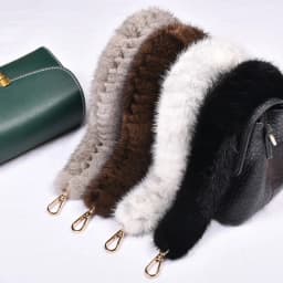 Besfilin Genuine Mink Fur Bag Strap Hand Woven Metal Handle Shoulder Chain Replacement Multi-Purpose Luxury Fashion Accessory