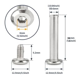 10Pcs Skates Screws Roller Skates Parts Axle Male & Female Screws for Child Kid Adult Free Skating Inline Skates Wheel Silver