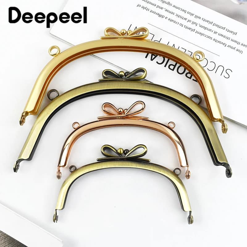 2/5Pcs 10.5/16.5cm Smooth Bow-knot Bags Handle Purse Frames Clutch Kiss Clasp Sewing Brackets DIY Metal Bag Handles Accessory