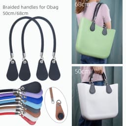 New 1 Pair Obag PU Woven Braided Leather Rope Handles Straps Round Handlefor O Bag Accessoires
