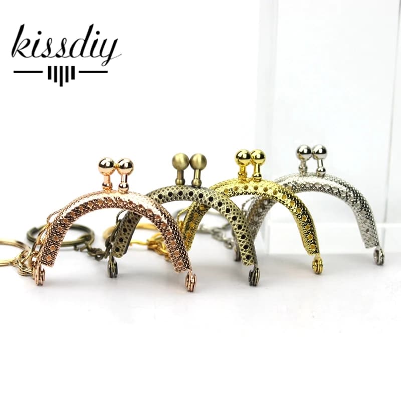 20PCS 5CM antique Bronze silver golden tone Metal Coin Purse Frames with keyring Bag Handle Kiss Clasp DIY Bag Accessories