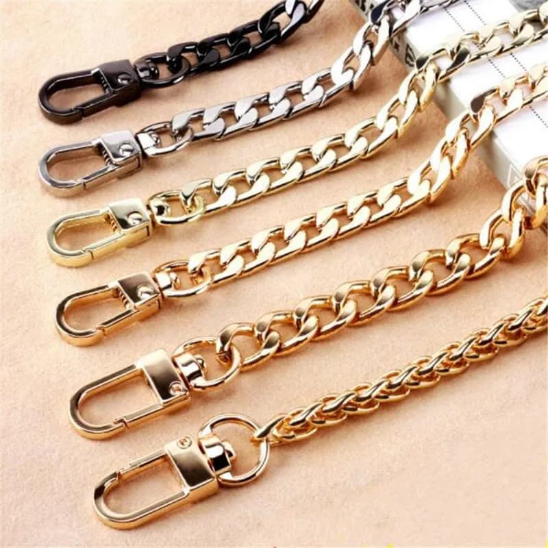 Long 120cm Metal Purse Chain Strap Handle Replacement Chain Handbag Shoulder Bag Chain Accessories Gold/Silver/Black