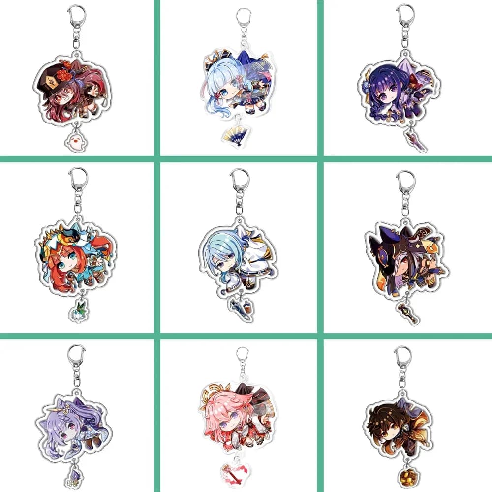 Genshin Impact Raiden Nahida Keqing Klee Lumine Cartoon Keychain Acrylic Keyring Boys Girls Bag Tag