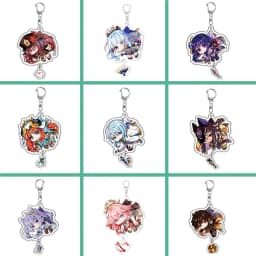 Genshin Impact Raiden Nahida Keqing Klee Lumine Cartoon Keychain Acrylic Keyring Boys Girls Bag Tag