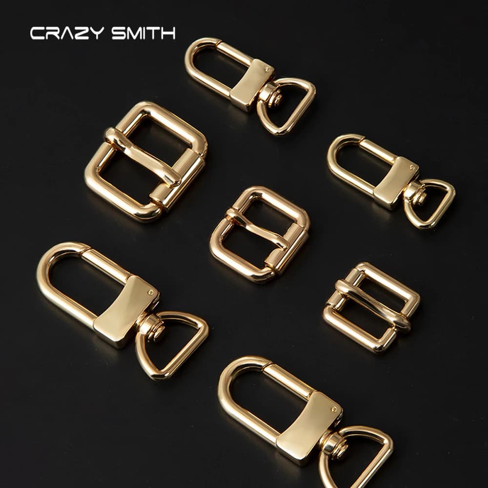 CRAZYSMITH 1PCS D Tail Hook Buckle D Ring Lobster Clasp Metal Roller Pin Buckle DIY Accessories for LV Bag Strap Belt Dog Collar