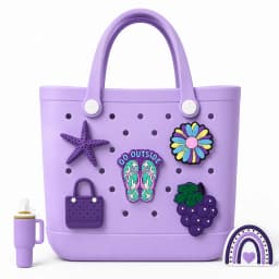 1/10pcs Purple Summer Beach Theme Bag Charms Set DIY Decorative Pins Starfish Flip Flops Grapes Fashion Tote Handbag Accessories