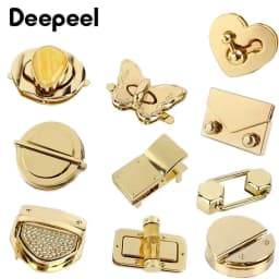 1/2Pcs Deepee Fashion Gold Metal Lock Clasp Turn Twist Locks Closure Snap Clip Buckles DIY Bag Purse Hardware Repair Accessories