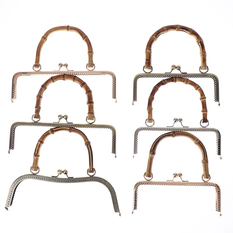 1PCS Square Round Wood Metal Purse Frame Handle Clutch Bag DIY Kiss Clasp Lock Embossing Square HandBag Hardware