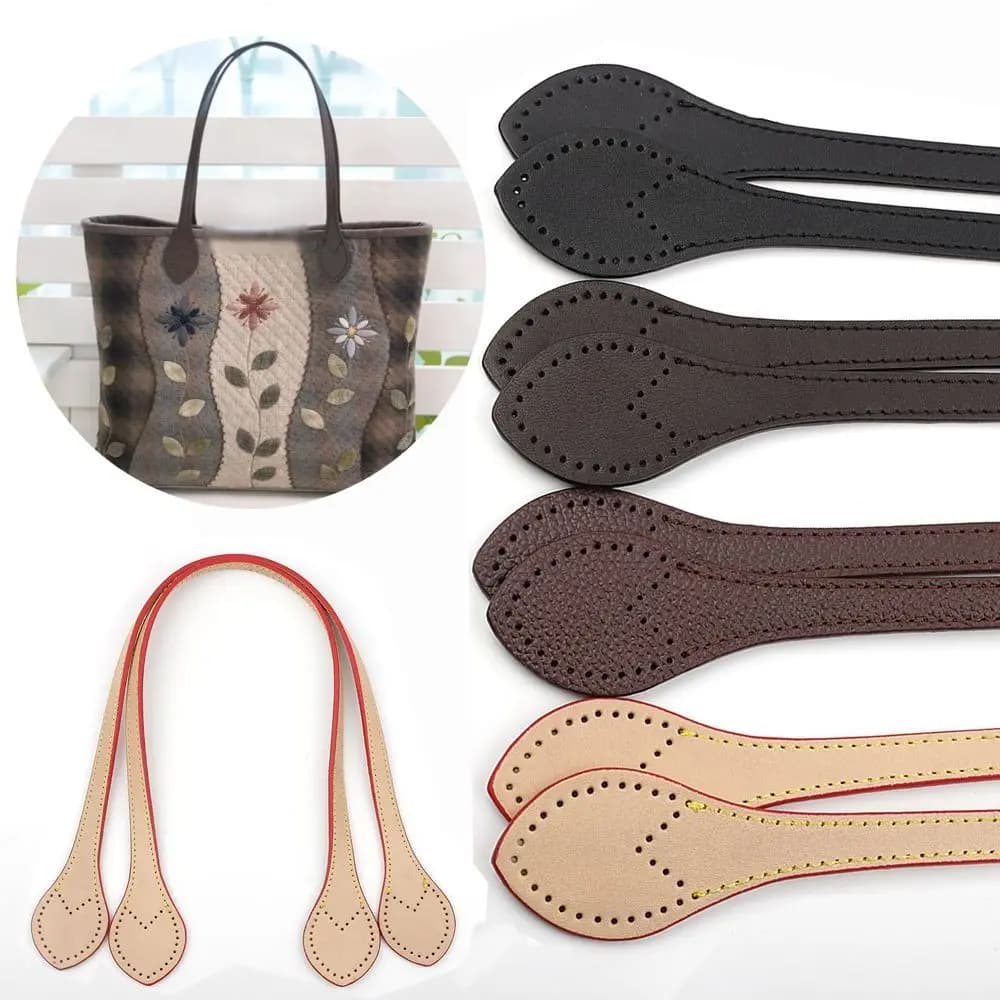 2pcs 60cm Genuine Leather Handles Durable Shoulder Bag Detachable Belt Women Handle Strap DIY Handmade Replacement Handbag Belt