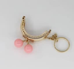 10PCS Super Lovely 5CM Light Golden Metal Purse frame Colorful Bead Head with KeyChain frames Kiss Clasp DIY Bag Accessory