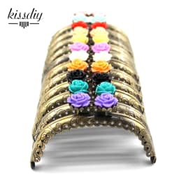 KISSDIY 10pcs 8.5CM Rose Head Pattern Purse Frame Antique Bronze Arc Shape Bag Kiss Clasp Lace Metal DIY Bag Accessories