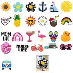 1pcs Cute Duck Flamingo Charms For Beach Bag Accessories Sun Rainbow Coconut Pineapple Handbag Decoration Beach Tote Bag