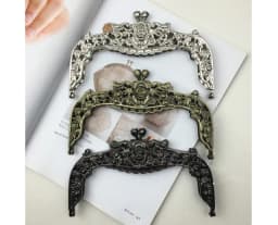16cm Metal Purse Frame DIY Bag Parts And Accessories Vintage Diamond Kiss Clasp Purse Bag Frame Rose Flower Sculpture Bronze