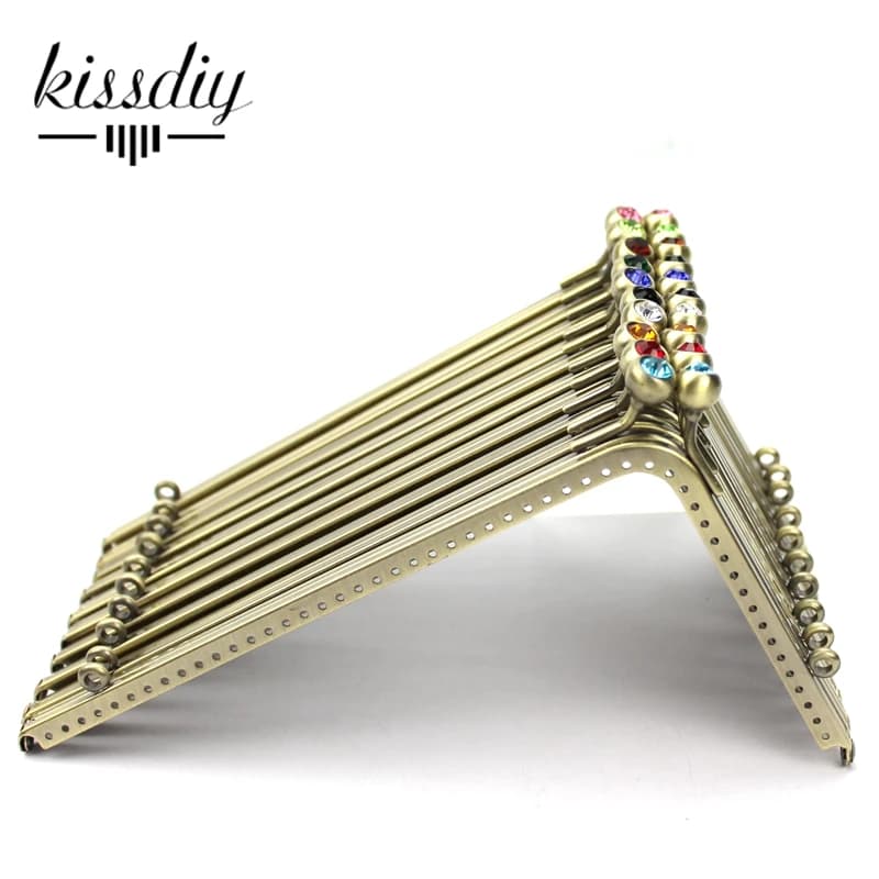 18.5*11 L shape Smooth bronze Right Angle crystal Gemstone Coins Purse Frames Metal Kiss Clasp Bags 10 pcs/lot