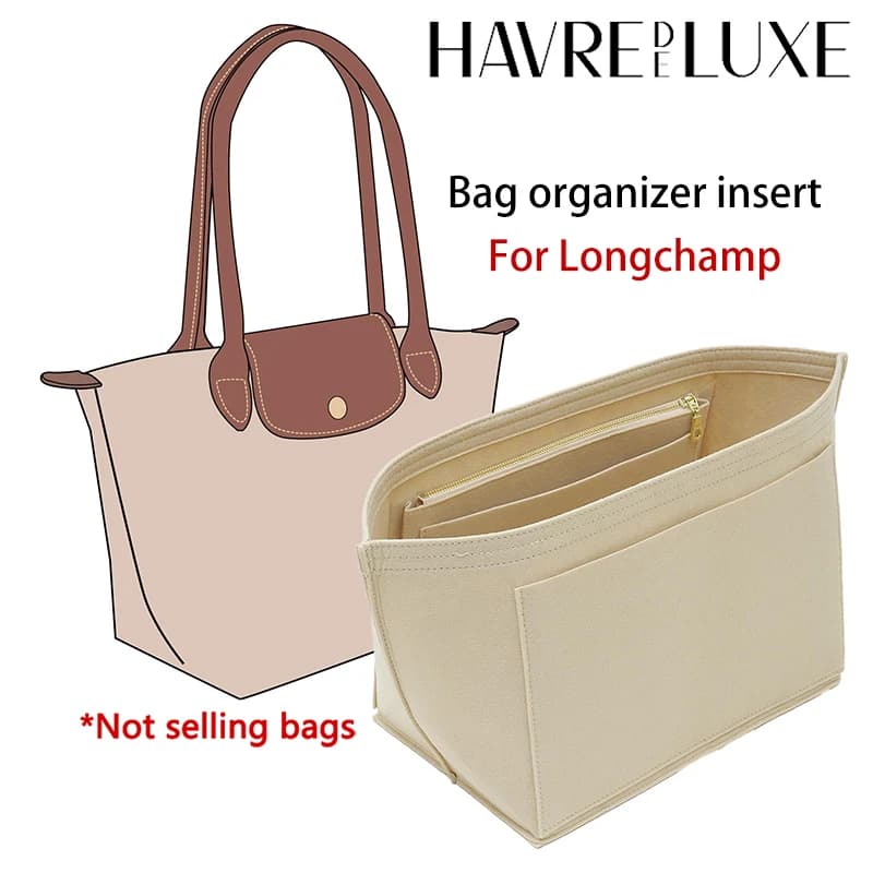 Felt Organizer Insert Compatible with Longchamp Le Pliage Large Handbags, Felt Longchamp Organizer Insert with Cup Holder