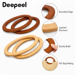 2Pcs/4Pcs/10Pcs 11x8cm Synthetic Wood Oval Bag Handle Rigid Ring for Crochet Straw Woven Purse Replacement Handcraft Accessory
