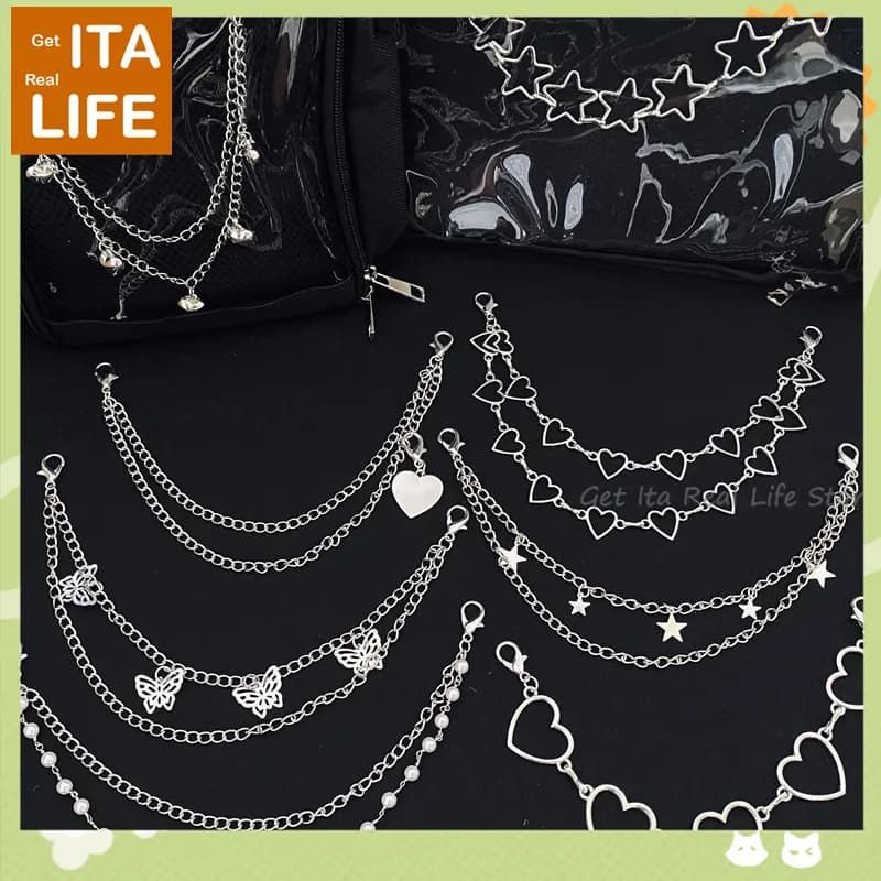 Italife Silver Chain Ita Bag Accessories Pearl Double Layer Metal Chain Itabag Decoration Women Butterfly Heart Star chains H326