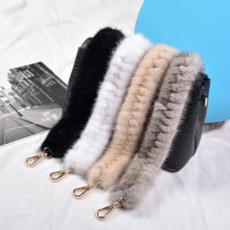 Besfilin Real Mink Fur Long Crossbody Bag Chain Handle Shoulder Strap Replacement Luxury Versatile Fashion Metal Accessory