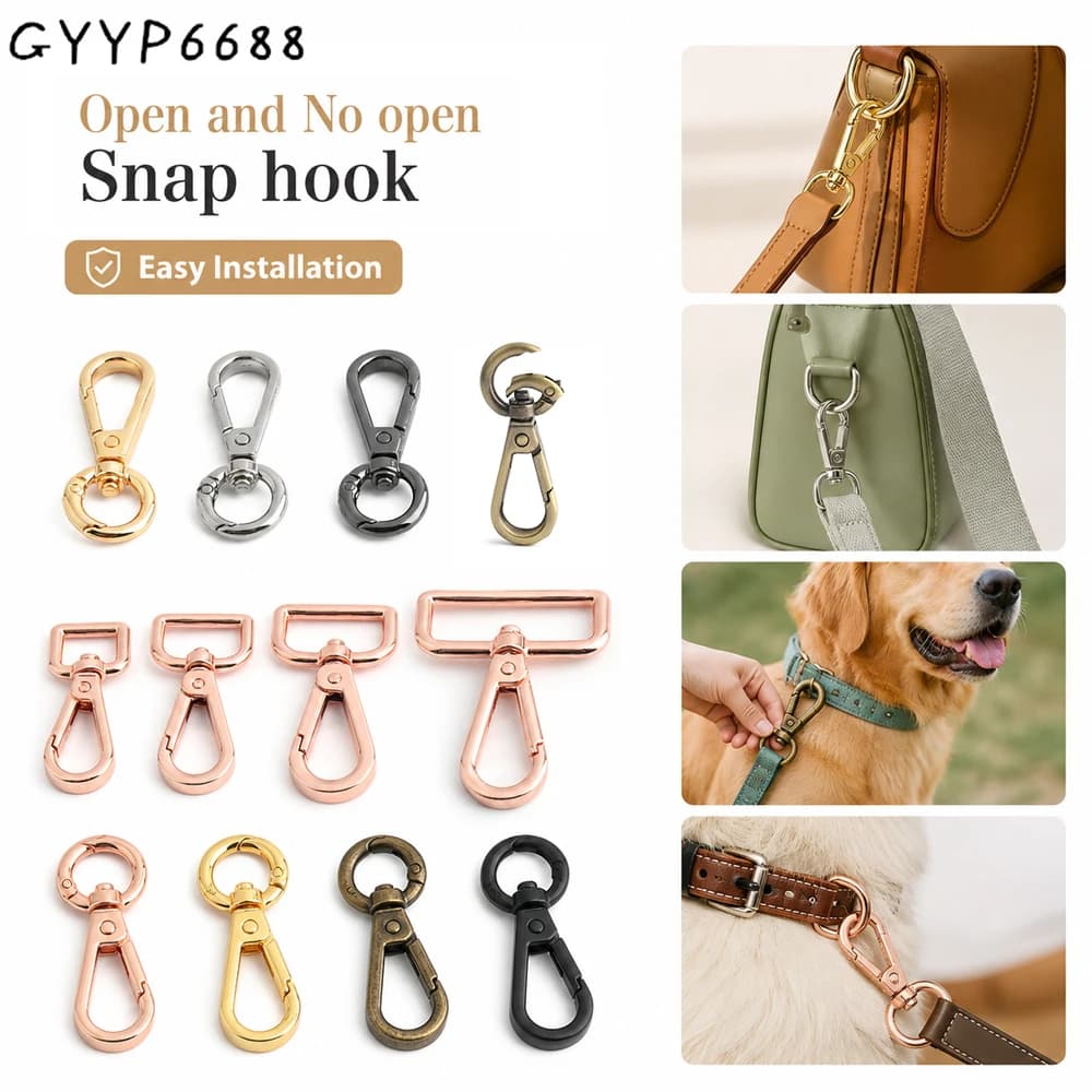 10/30/100PCS Inside:12mm Open Metal Carabiner Snap Hook Trigger Clasps Clips Swivel O-ring For Bag Strap Keychain Accessories