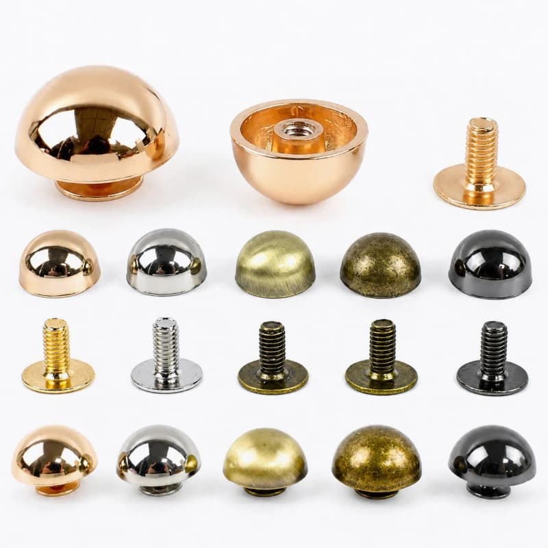 20Pcs Deepeel 8-20mm Metal Round Button Rivets for Handbag Clothing Decoration Screw Back Studs Fastener Leather Craft Parts Set