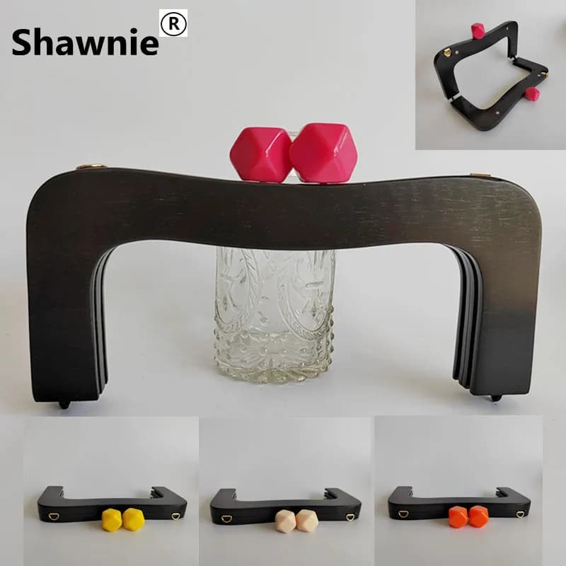 22X10 Cm Black Candy Wooden Bag Purse Frame Wood Clip Bags Handle DIY Handmade Sewing Brackets Handles for Making Handbag