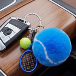 Cute Tennis Keychain Pendant with Racket Cartoon Ball School Bag Pendant Multi-Purpose Sports Player Jewelry Accessories