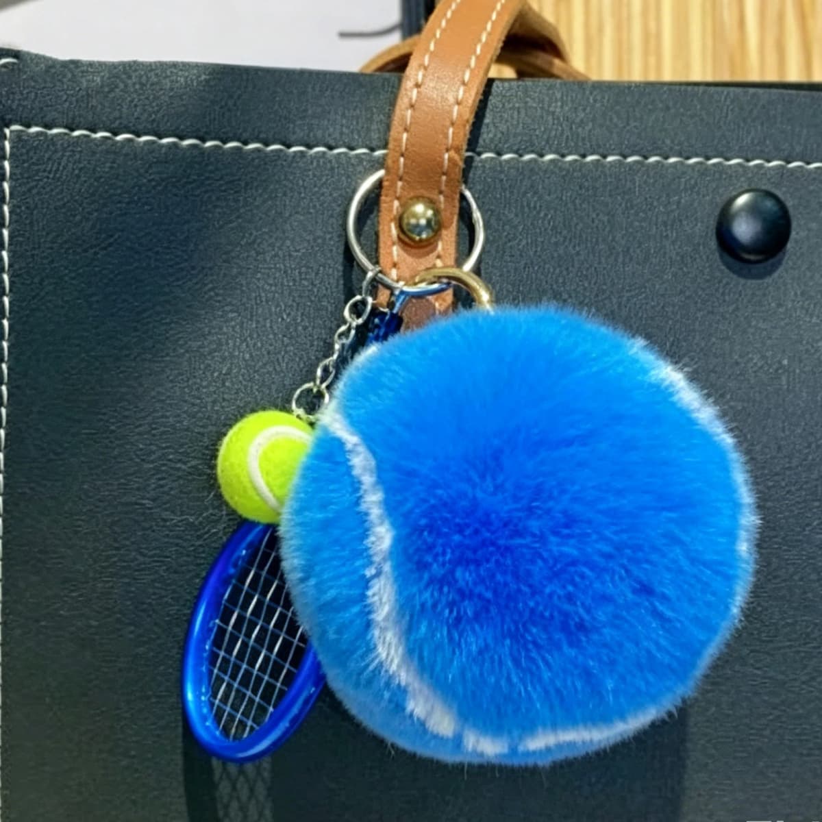 Cute Tennis Keychain Pendant with Racket Cartoon Ball School Bag Pendant Multi-Purpose Sports Player Jewelry Accessories