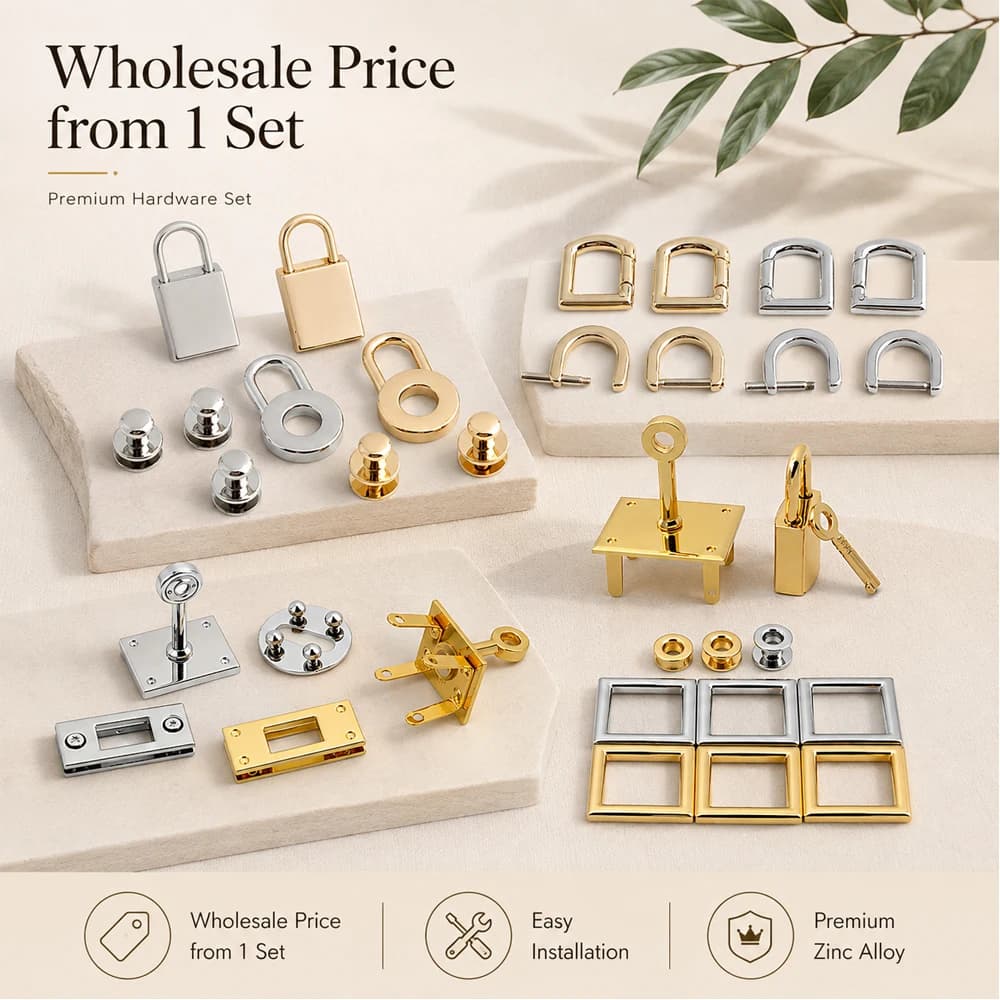 New Rectangle Eyelets Hanger Metal Lock for Bag Hardware Wholesale Fashion a Set of Locks Fitting Woman Handbag Bag Accessories