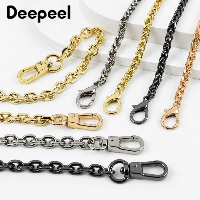 2Pcs 100/120cm Metal Chain Buckles Bag Strap Handbag Chains Replace Purse Handle Shoulder Decor Adjust Hook Hardware Accessories