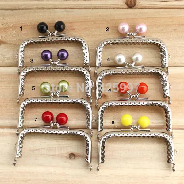 8PCS Super Cute 8.5CM Silver Lace Candy Bead Metal Purse Frame Kiss Clasp Bag accessory