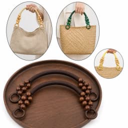 2/4Pcs 37/48cm Wooden Beaded Purse Frame Rope Wrapped Bag Handles for Crochet Beach Totes DIY Bags Making Replacement Supplies