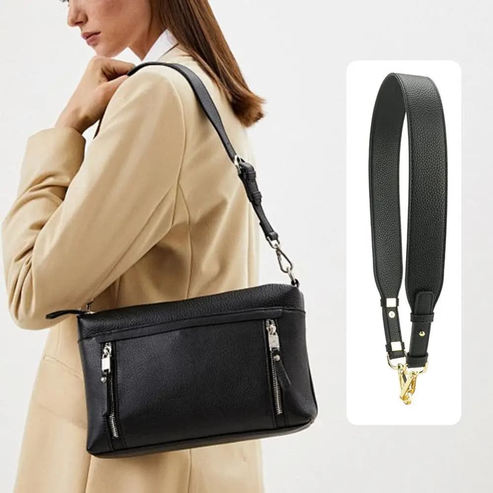 Crossbody Bag Strap Replacement Shoulder Strap Adjustable Faux Leather Purse Strap with Metal Clasps Replacement for Handbags