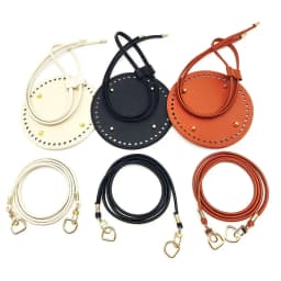 3Pcs/set DIY Round PU Leather Crochet Bag Handmade Drawstring Accessories Woven Bag Set Durable Solid Color Bag Bottom Base