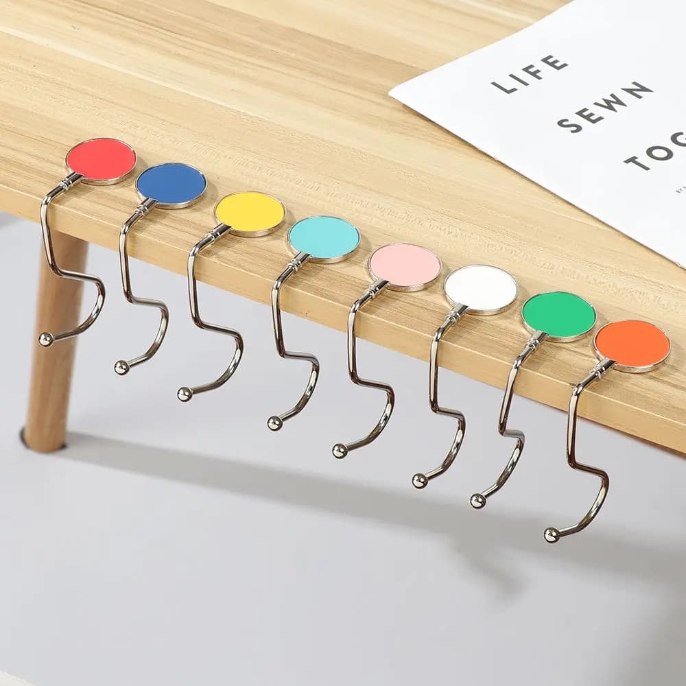 1Pcs Portable Crystal Bag Purse Hook Handbag Hanger Table Hook Durable Metal Desk Hanger Hooks Bag Organizer Accessories